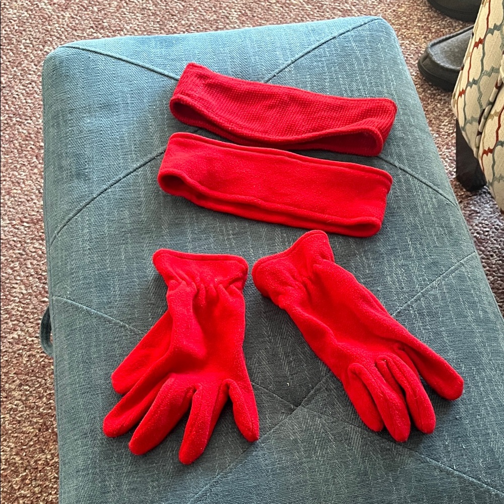 Old Navy Red Gloves and Headbands Set